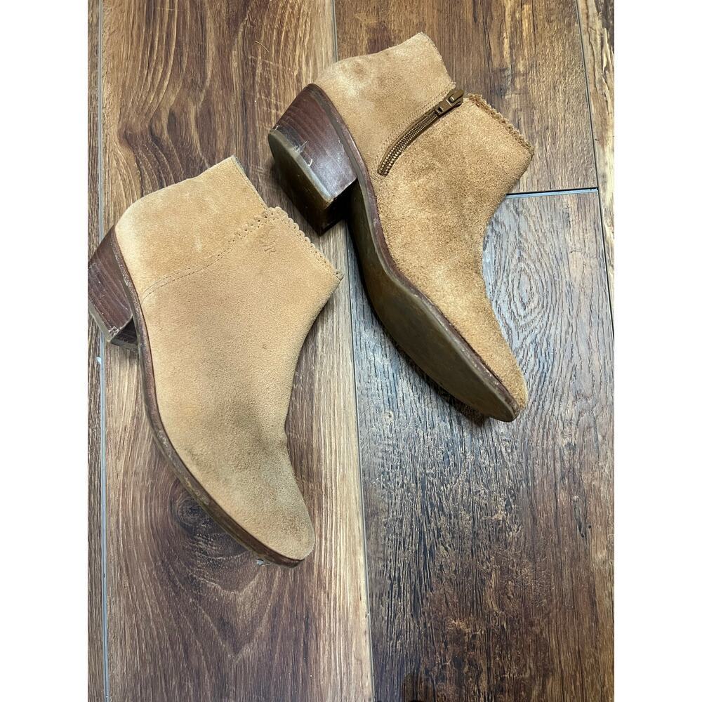 Jack Rogers Tan Beige Brown Suede Ankle Booties Sz 7 - Picture 3 of 11